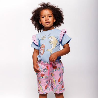 Shorts med havfruer og delfiner