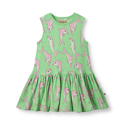 Ærmeløs kjole med delfiner