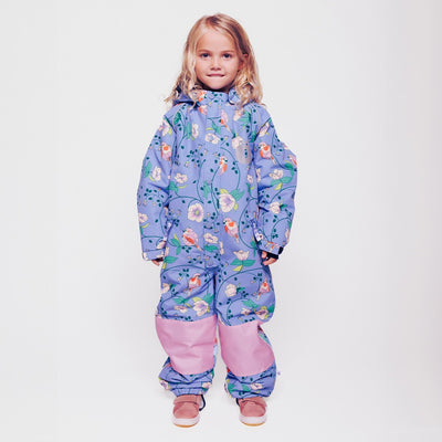 Flyverdragt til børn med fugle og blomster