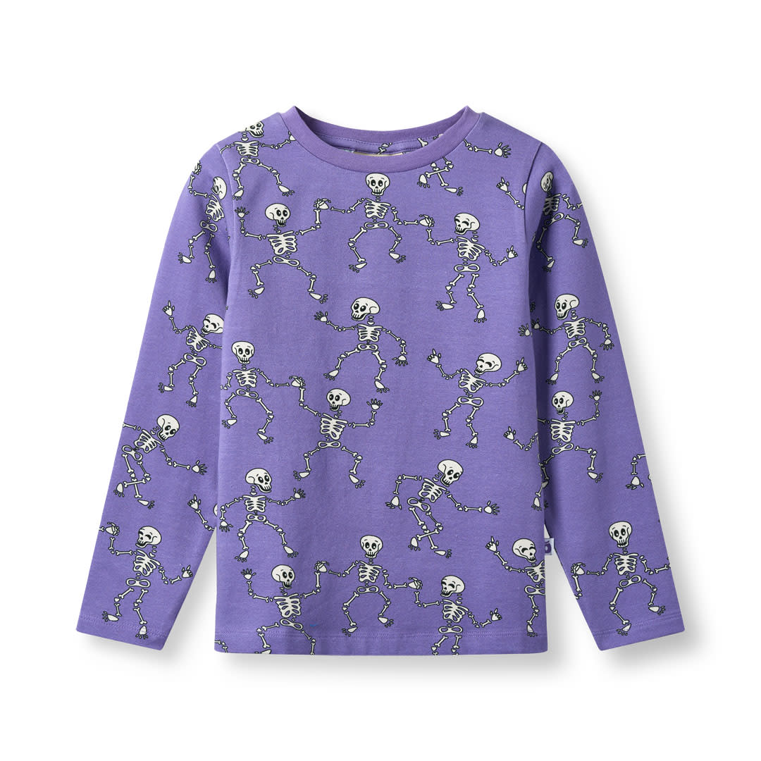 Gala langærmet bluse med skeletter