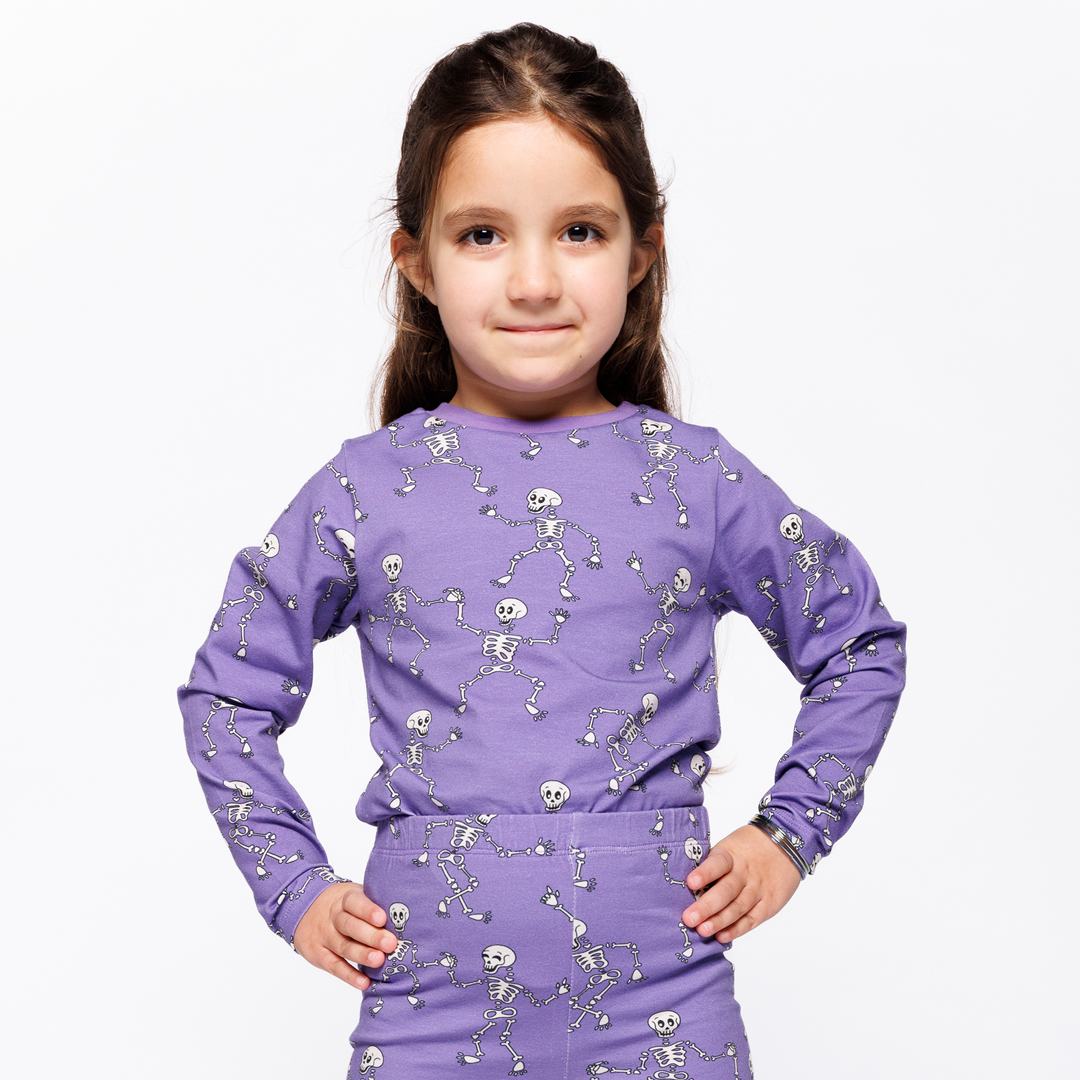 Gala langærmet bluse med skeletter