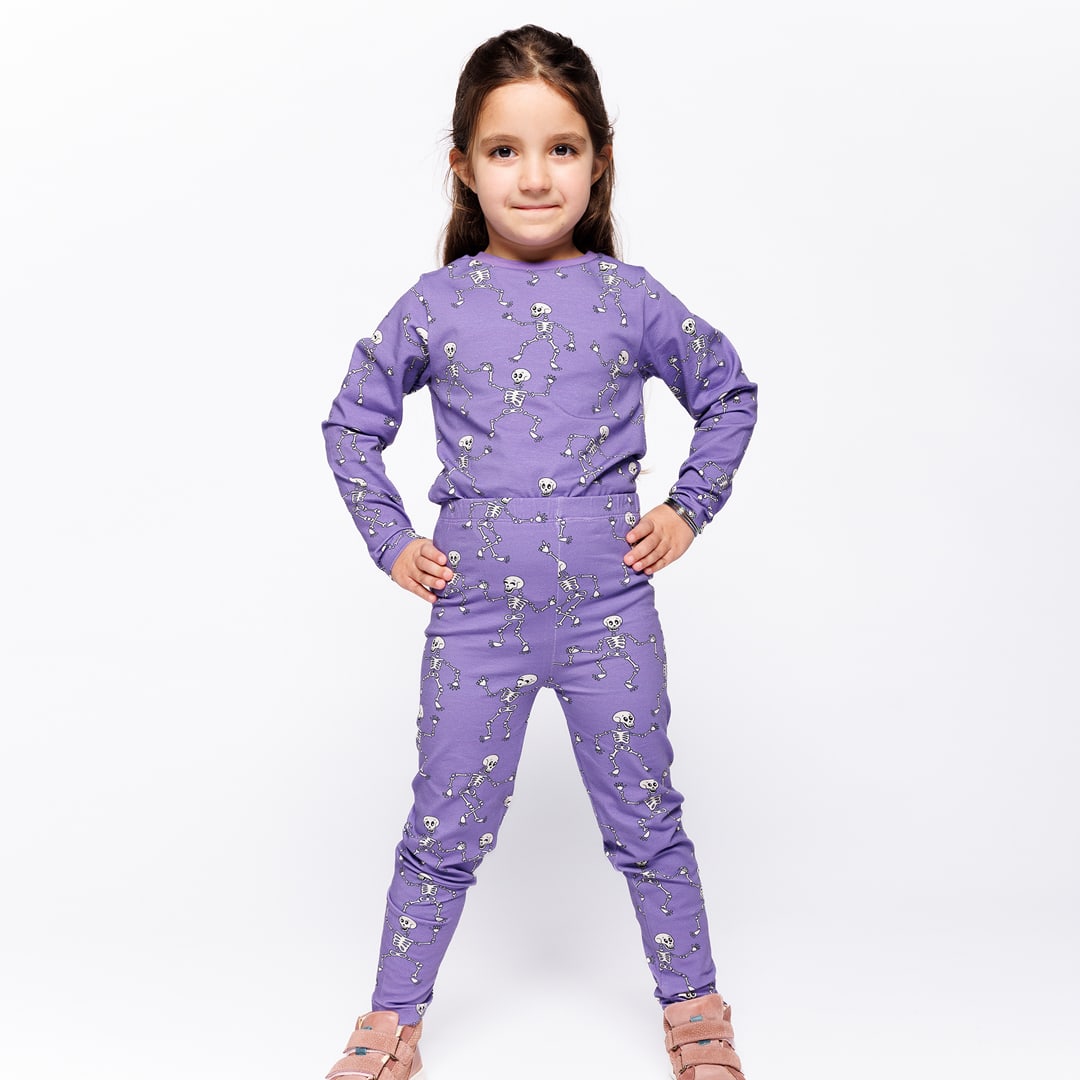 Gala langærmet bluse med skeletter