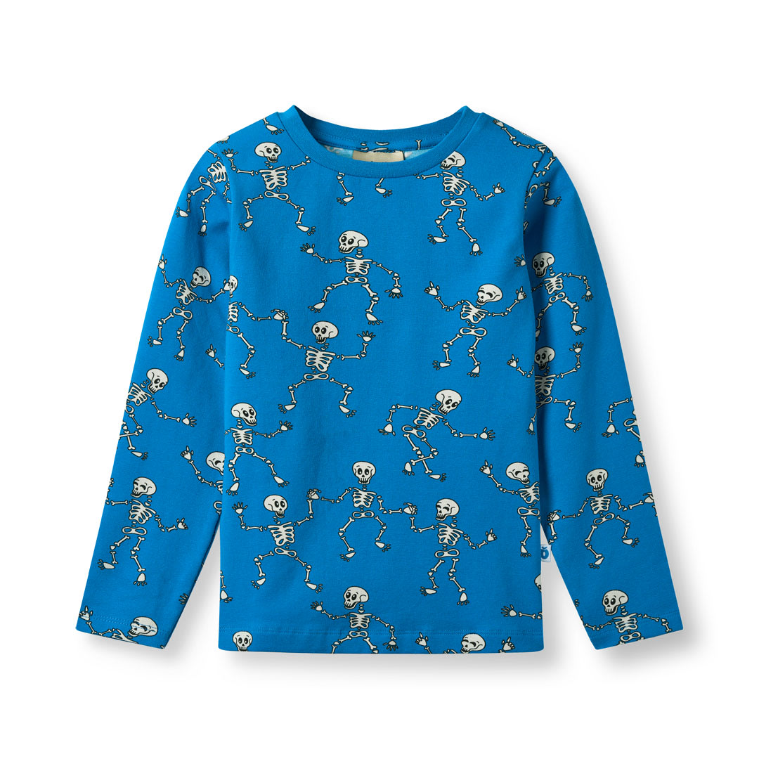 Gala langærmet bluse med skeletter