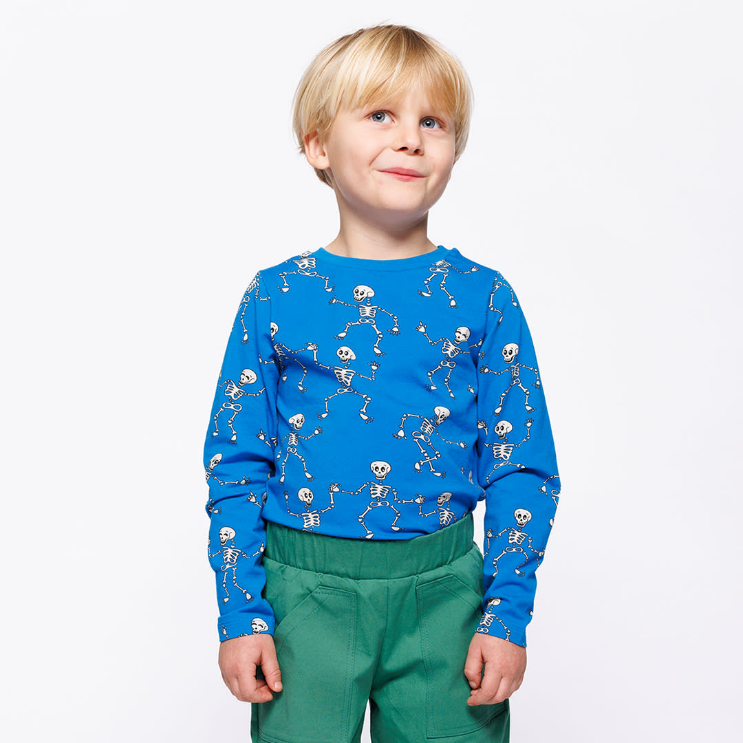 Gala langærmet bluse med skeletter