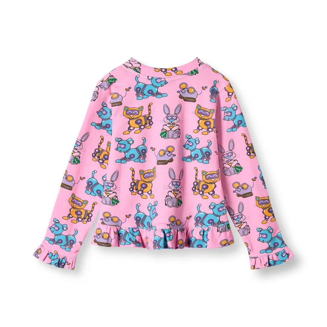 Dabinett langærmet bluse med robot kæledyr