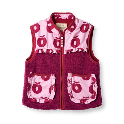 Lyserød vest med æbler forfra