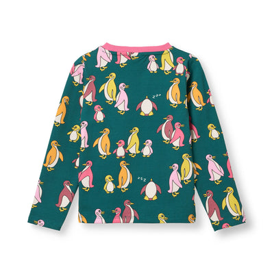 Gala langærmet bluse med pingviner