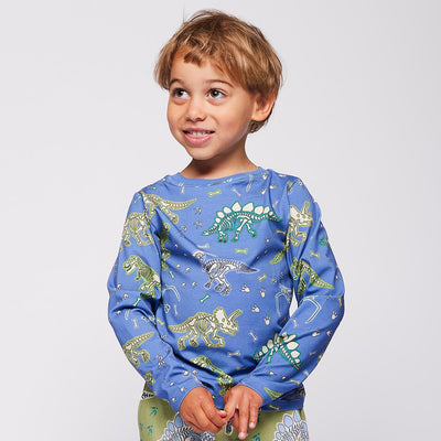 Gala langærmet bluse med dinosaurer
