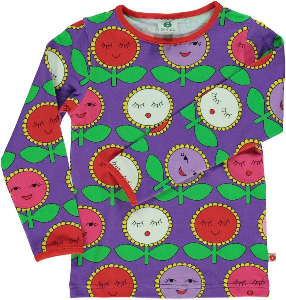 Langærmet t-shirt med blomster print
