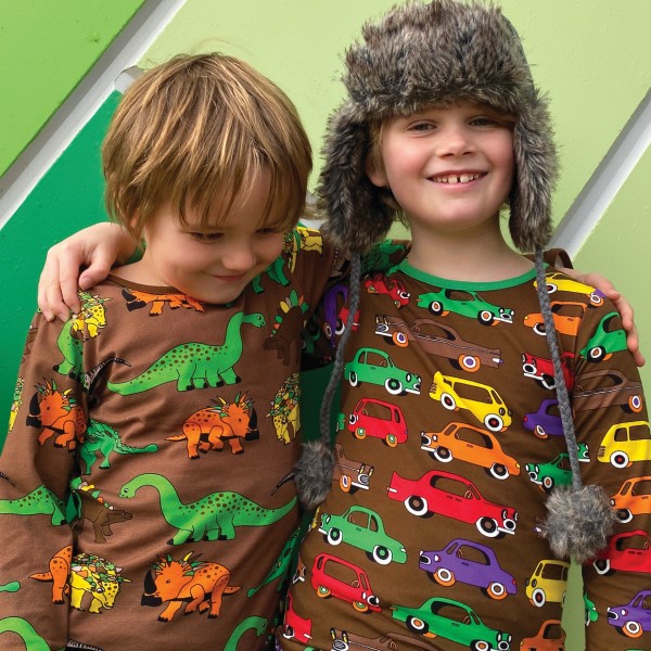 Langærmet t-shirt med dinosauer print