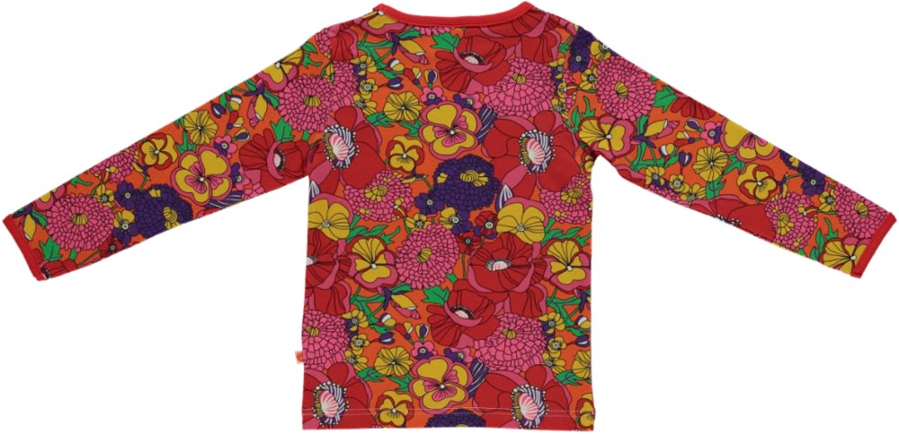 Langærmet bluse med retro blomster