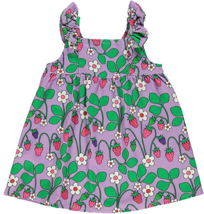 Småfolk kjole til børn med jordbær og blomster mønster