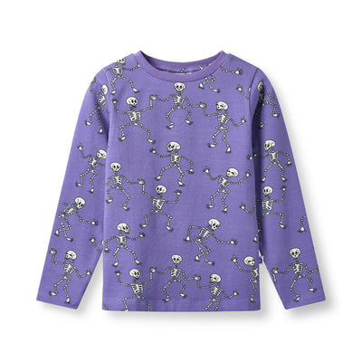 Gala langærmet bluse med skeletter