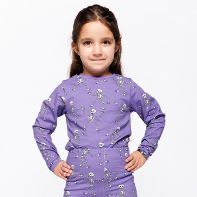 Gala langærmet bluse med skeletter