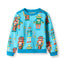 Blå sweater med robotter 