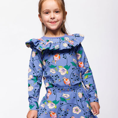 Pinova langærmet bluse med fugle og blomster