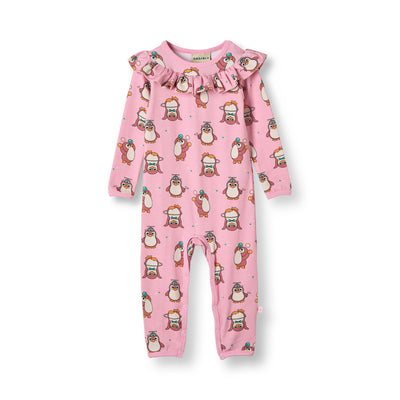 Paula Red langærmet heldragt med cirkus pingviner