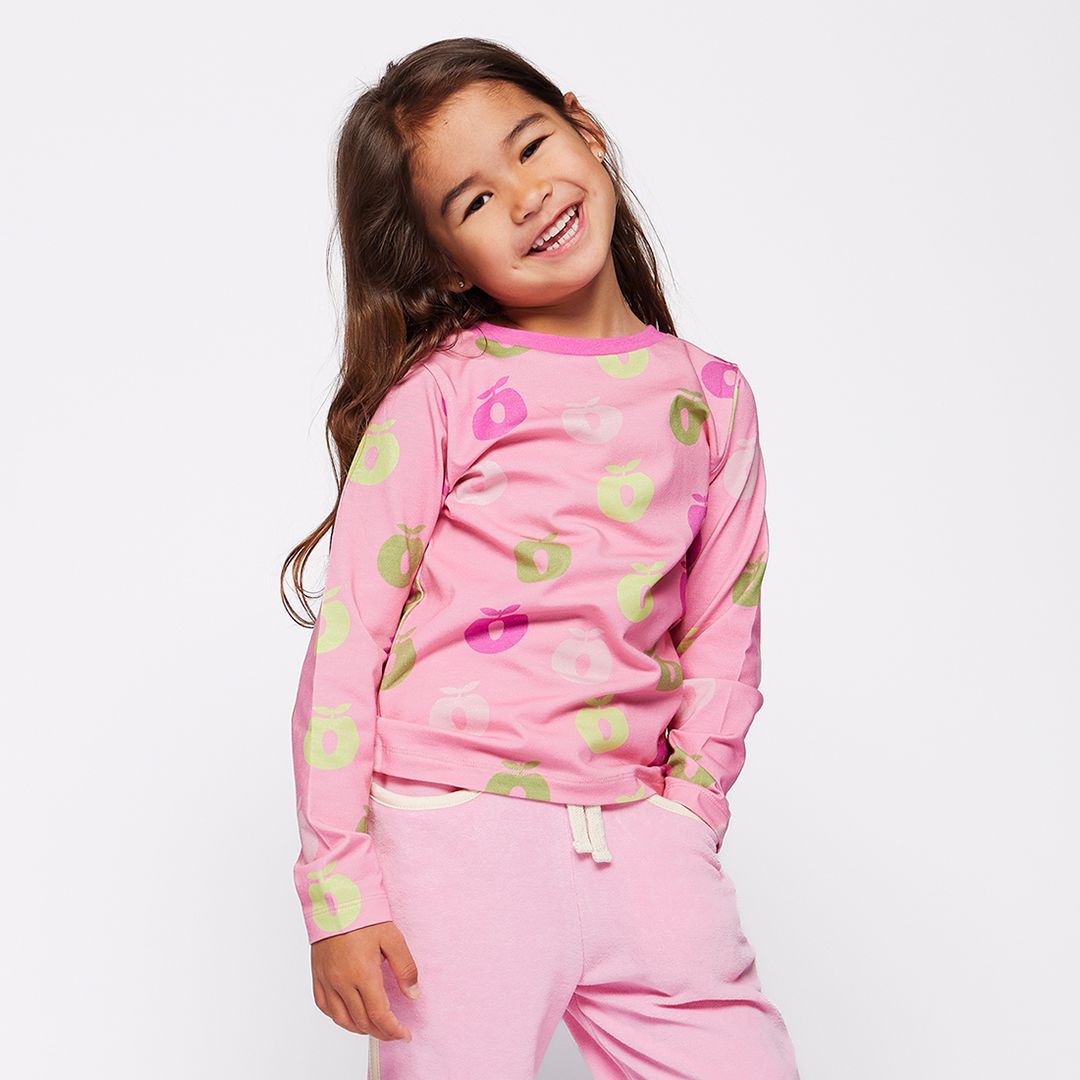 Gala langærmet bluse med æbler