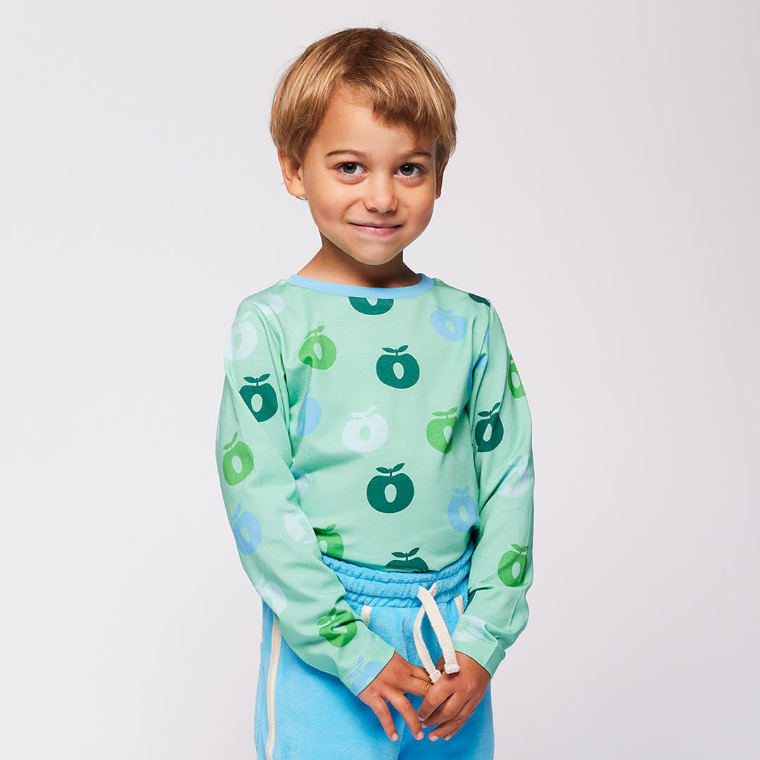 Gala langærmet bluse med æbler