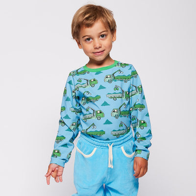 Gala langærmet bluse med lastbiler