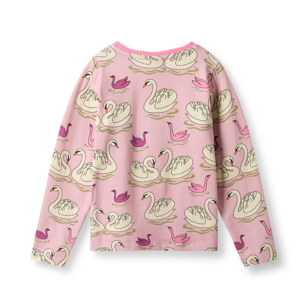 Gala langærmet bluse med svaner