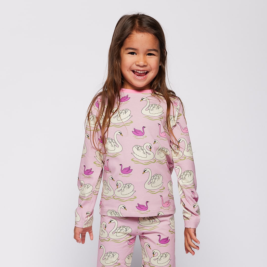 Gala langærmet bluse med svaner