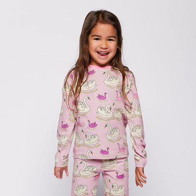 Gala langærmet bluse med svaner