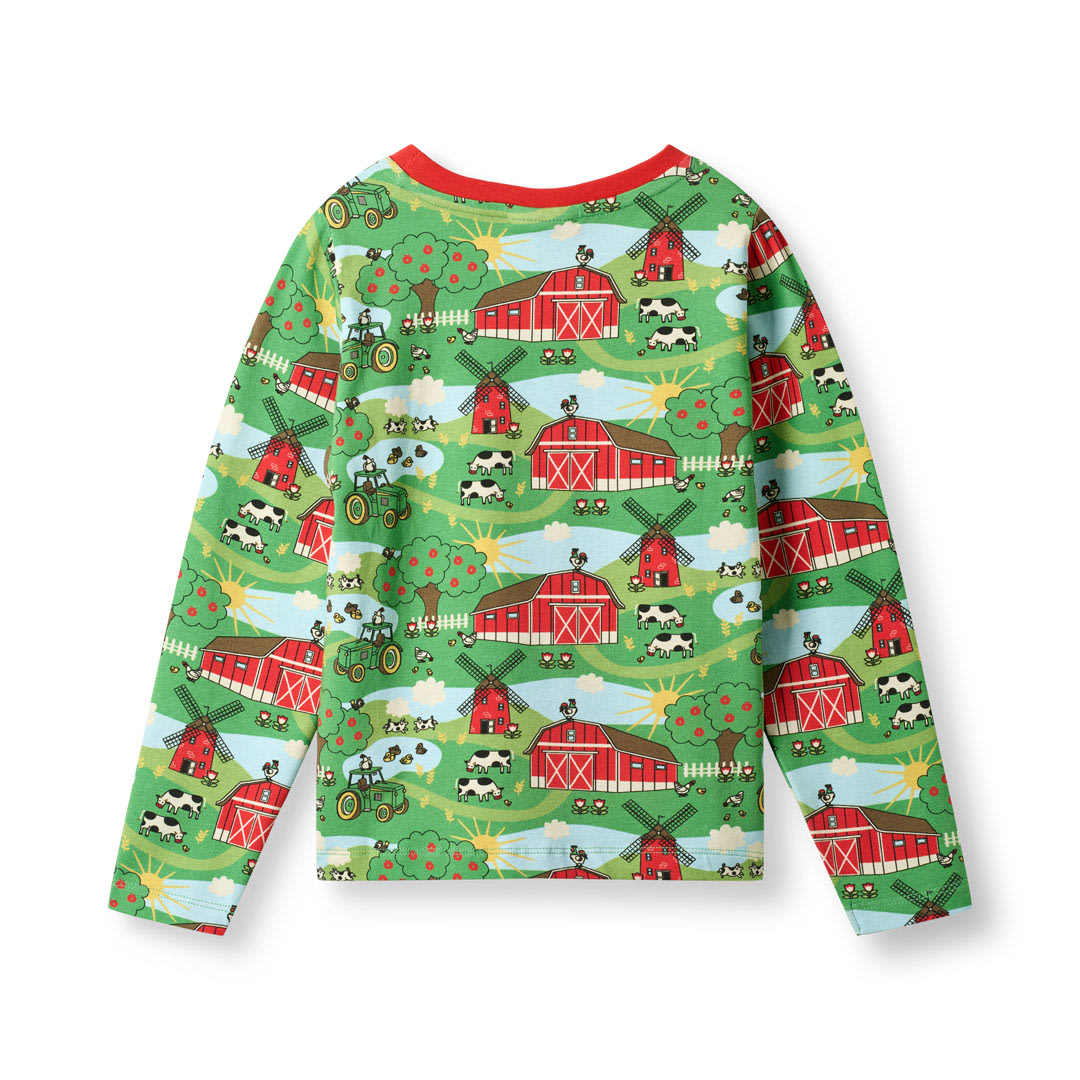 Gala langærmet bluse med bondegård