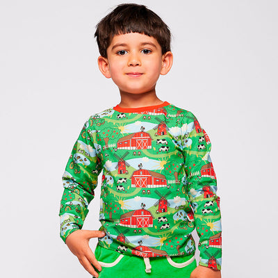 Gala langærmet bluse med bondegård