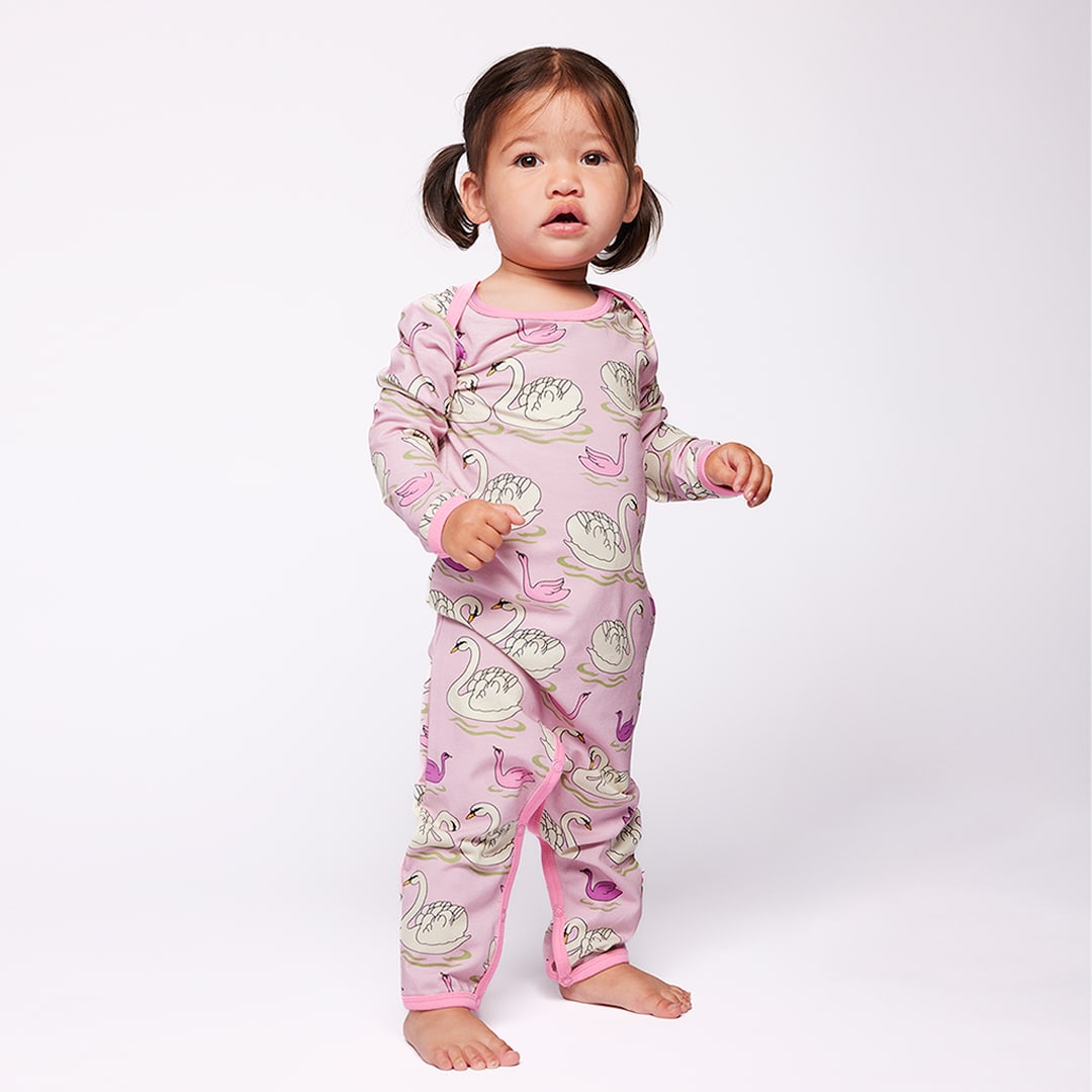 Ulm langærmet heldragt med svaner