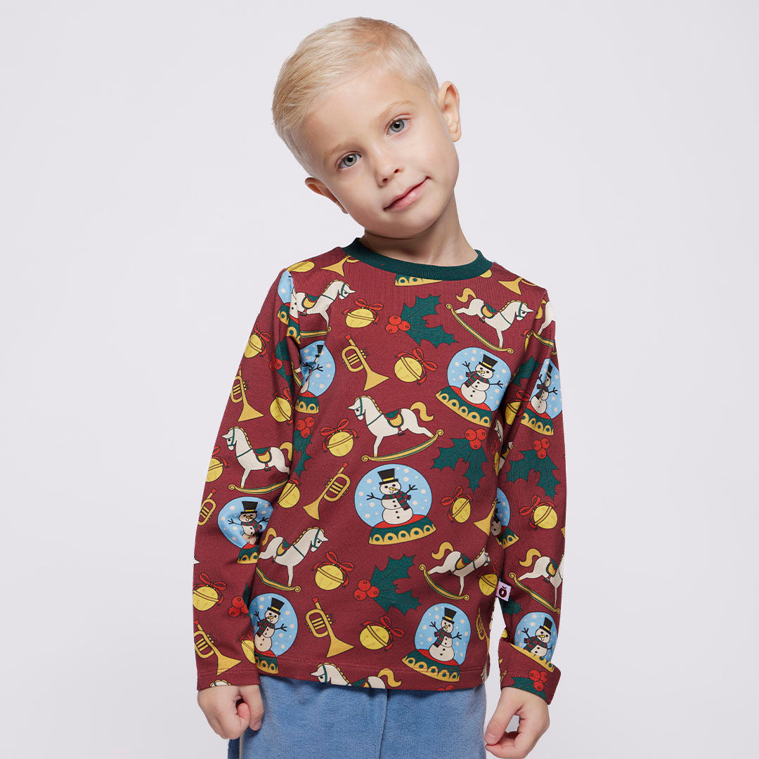 Gala langærmet bluse med jul