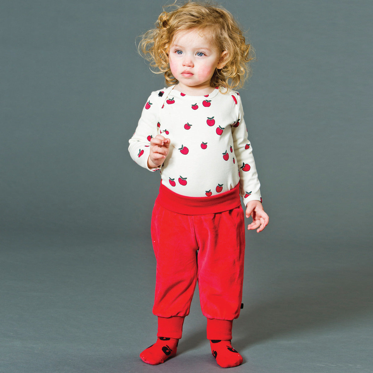 Velour Baby bukser med bred rib