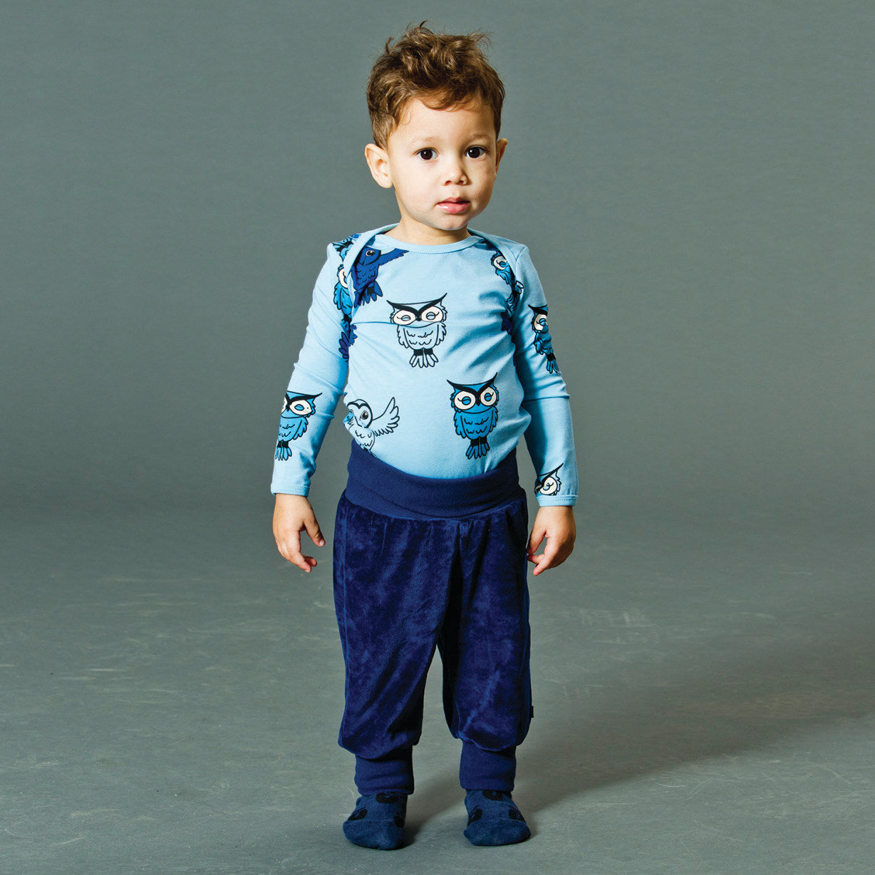 Velour Baby bukser med bred rib