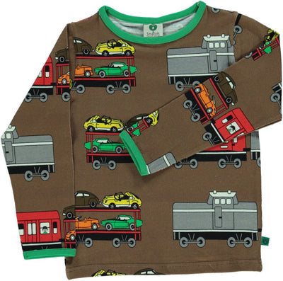 Langærmet t-shirt med tog
