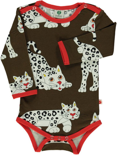 Langærmet body med sneleopard