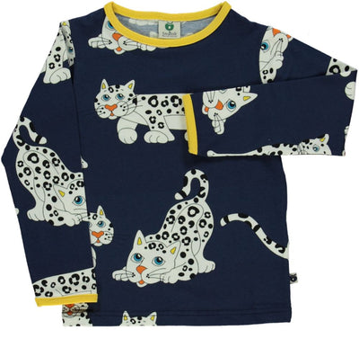 Langærmet bluse med sne leopard