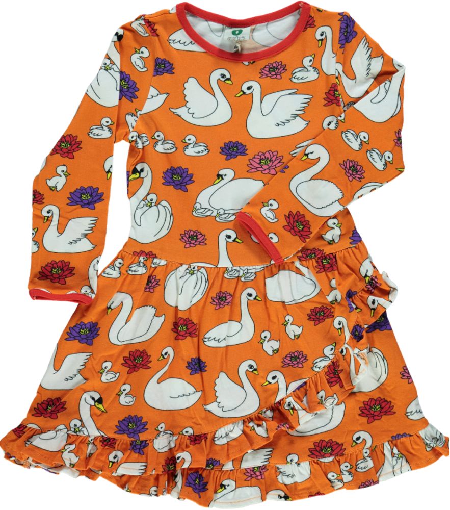 Kjole med svane print til børn