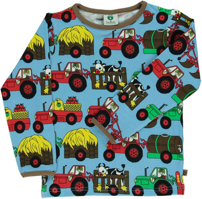 Langærmet t-shirt med traktor print