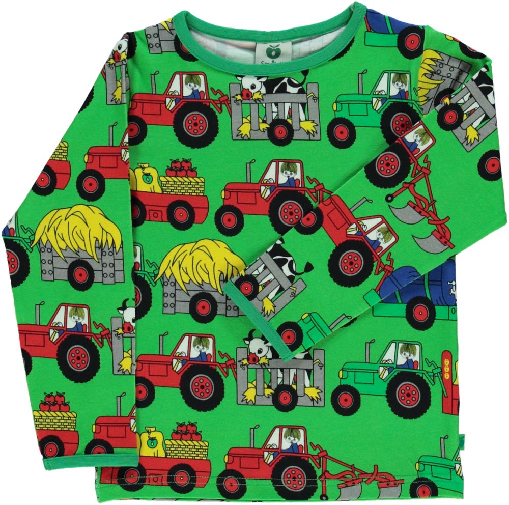 Langærmet t-shirt med traktor print