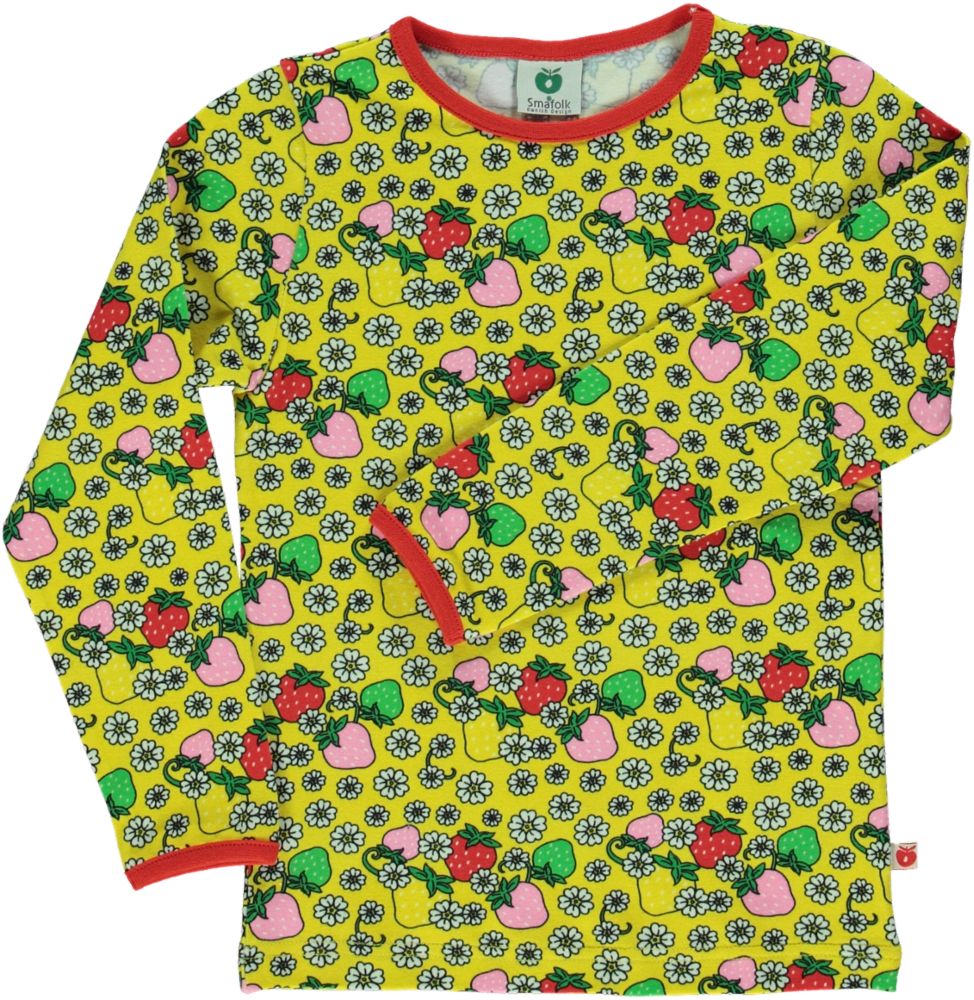 Langærmet t-shirt med jordbær og blomster print