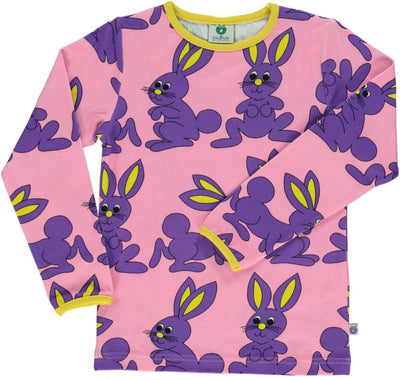 Langærmet bluse med kaniner til børn