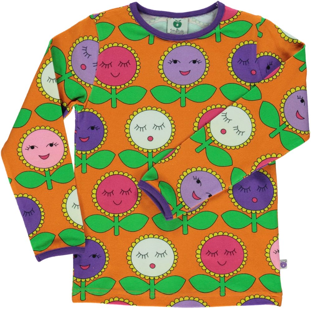Langærmet t-shirt med glade blomster