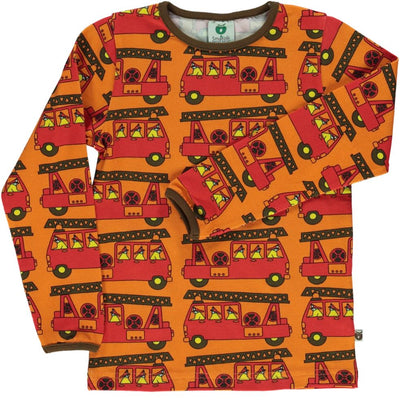 Langærmet t-shirt med brandbiler