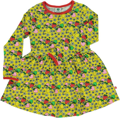 Småfolk kjole til børn i gul med jordbær