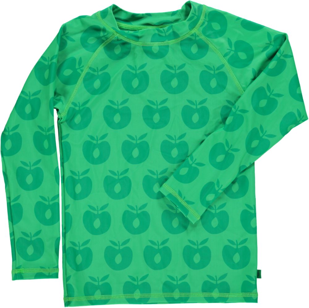 Bade t-shirt med æbleprint i grøn