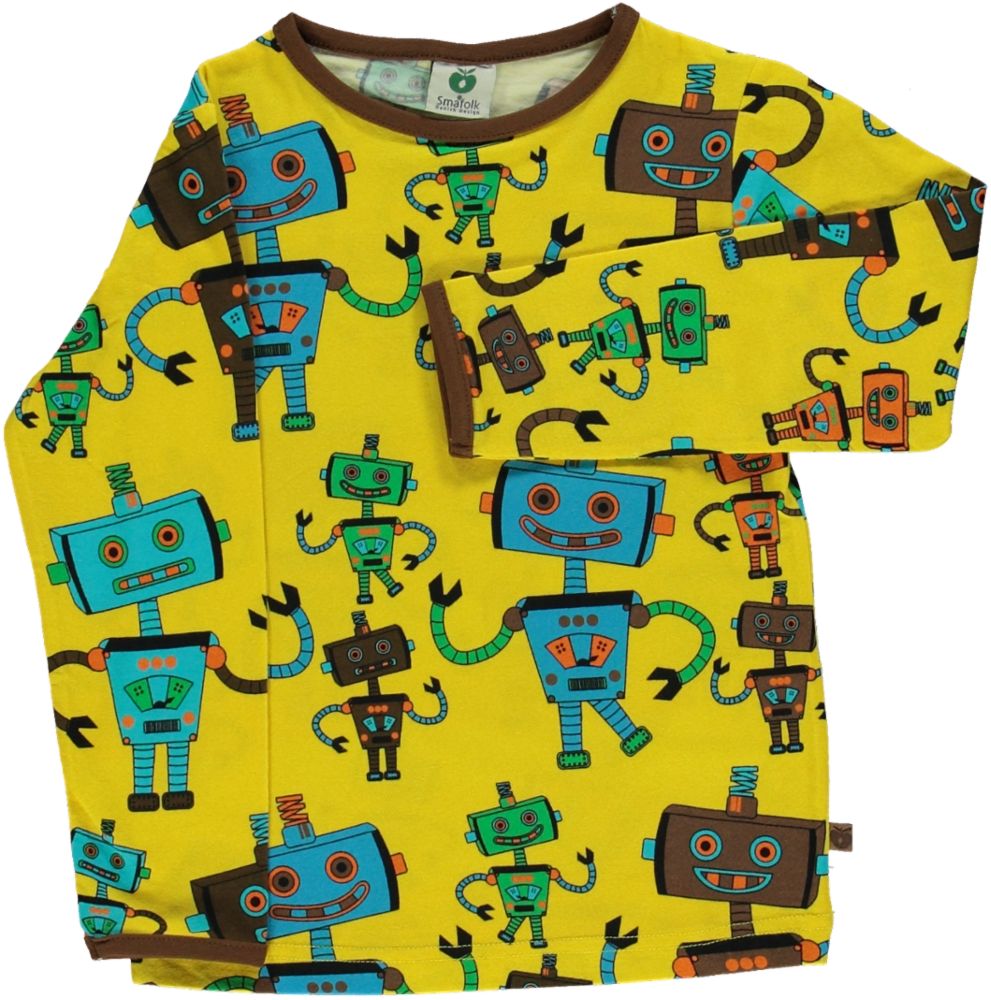 Langærmet t-shirt med robotter