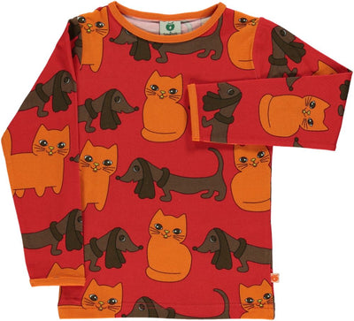 Langærmet t-shirt med katte og hunde
