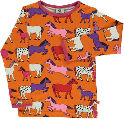 Langærmet t-shirt med print af heste