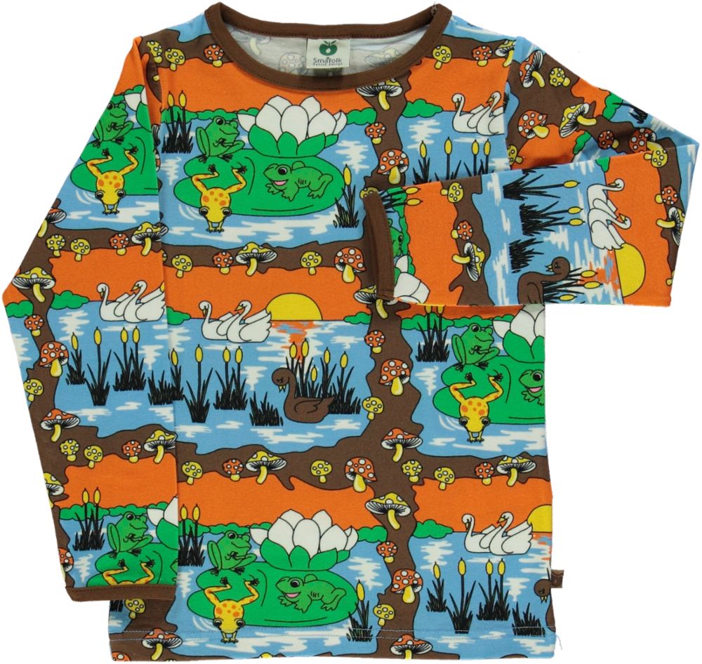 Langærmet t-shirt med svane og frø