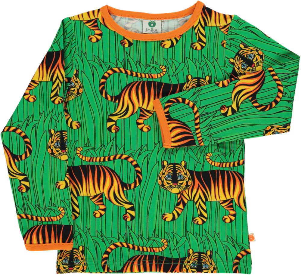 Langærmet t-shirt med tigere